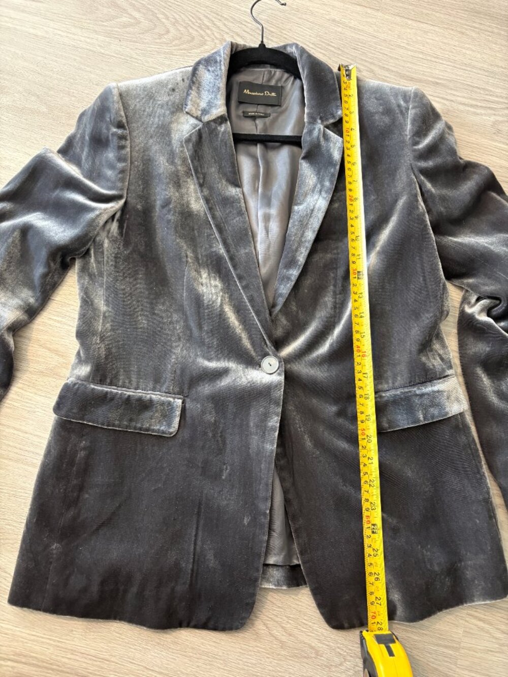 Massimo Dutti Gray Velvet Single-Breasted Blazer - Size 10 - Picture 3 of 9